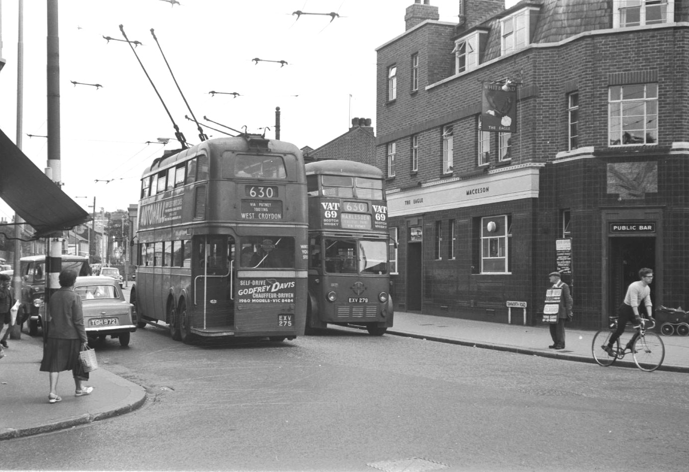 Intoxicating view of two trolleybuses